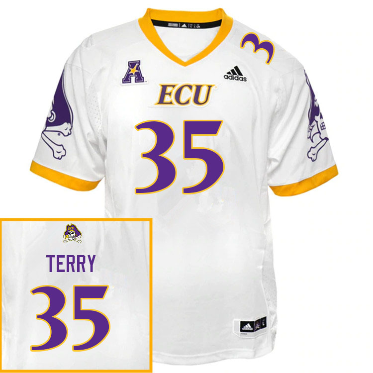 Men #35 Dre Terry ECU Pirates College Football Jerseys Sale-White